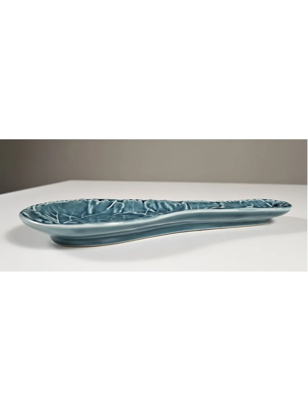 Green Cabbage Leaf Ceramic Spoon Rest Vintage Bordallo Pinheiro Style Majolica